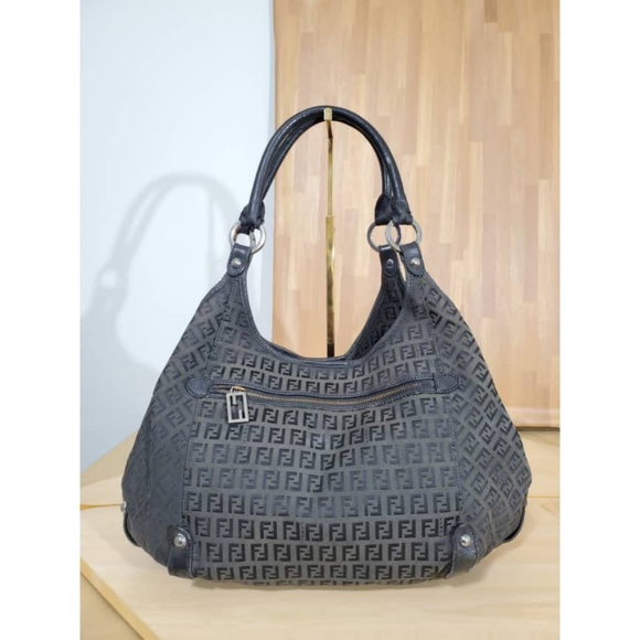 Authentic FENDI Front Zip Hobo Zucchino Canvas Bag - Picture 1 of 10